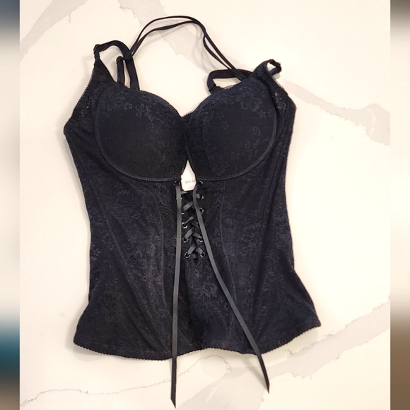 NWT Black Pushup Corset - "Boning" Supports Front & Back for Smooth Profile - Picture 9 of 16
